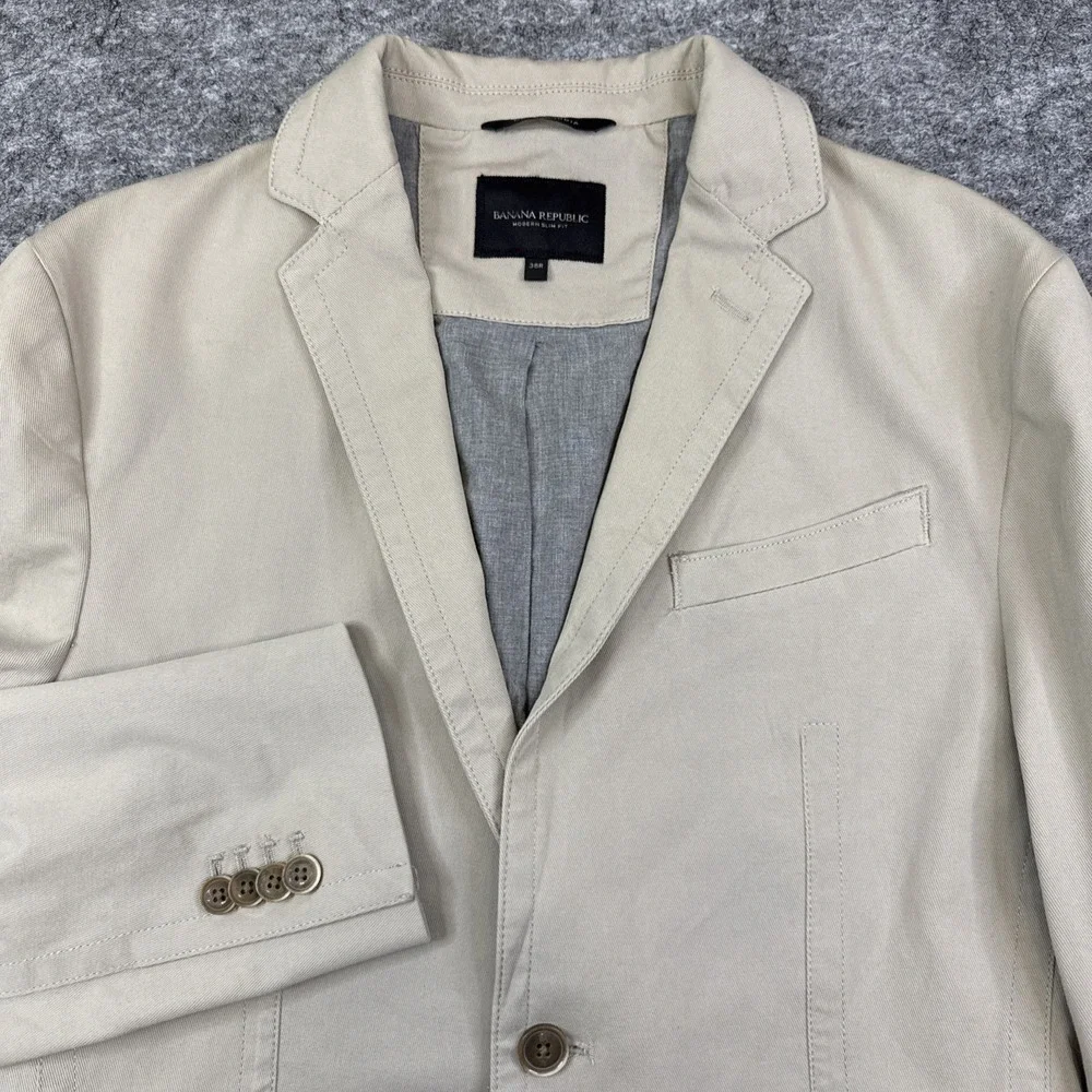 Banana Republic blazer‎ men's 38R neutral sand cotton stretch modern slim fit